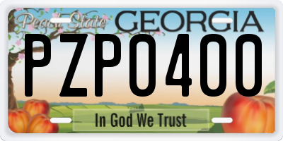 GA license plate PZP0400