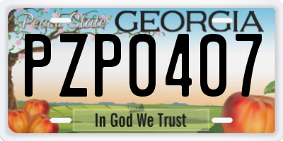 GA license plate PZP0407