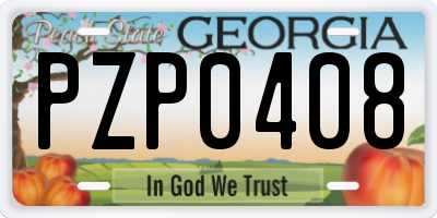 GA license plate PZP0408