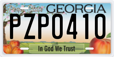 GA license plate PZP0410