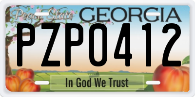 GA license plate PZP0412