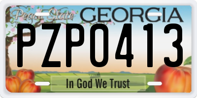 GA license plate PZP0413