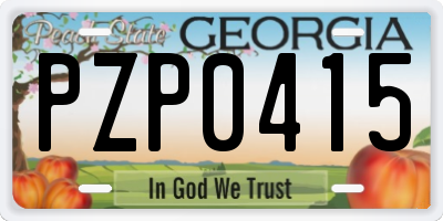 GA license plate PZP0415
