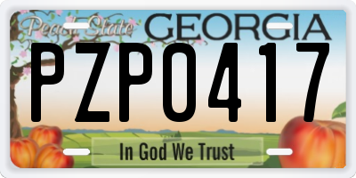 GA license plate PZP0417