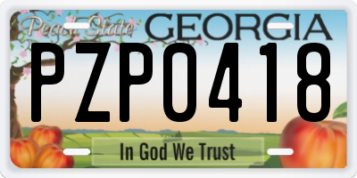 GA license plate PZP0418