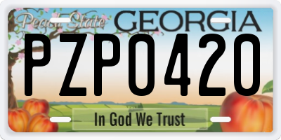 GA license plate PZP0420