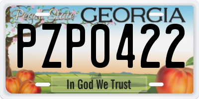 GA license plate PZP0422