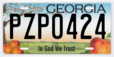 GA license plate PZP0424
