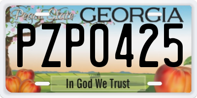 GA license plate PZP0425