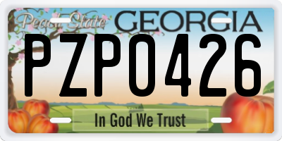 GA license plate PZP0426