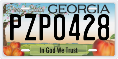 GA license plate PZP0428