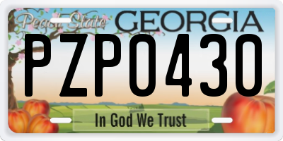 GA license plate PZP0430