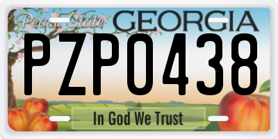 GA license plate PZP0438