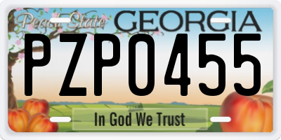 GA license plate PZP0455