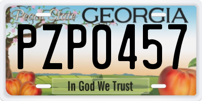 GA license plate PZP0457