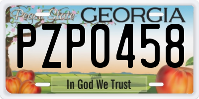 GA license plate PZP0458