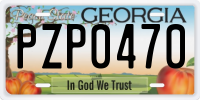 GA license plate PZP0470