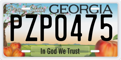 GA license plate PZP0475