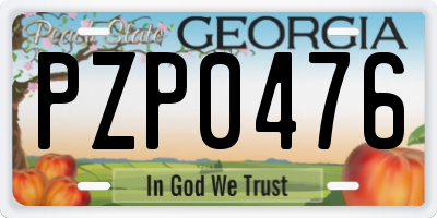 GA license plate PZP0476