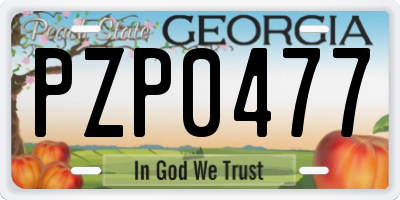 GA license plate PZP0477