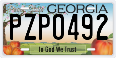 GA license plate PZP0492