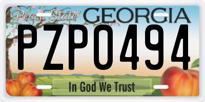 GA license plate PZP0494