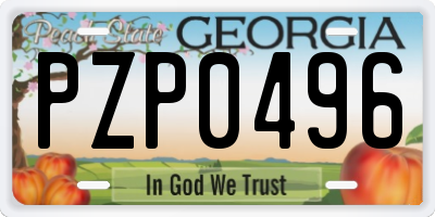 GA license plate PZP0496