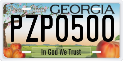 GA license plate PZP0500