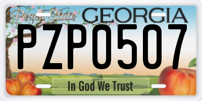 GA license plate PZP0507