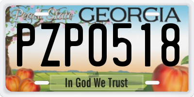 GA license plate PZP0518