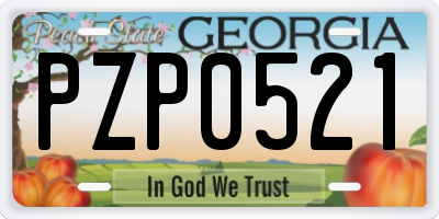GA license plate PZP0521