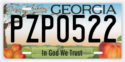 GA license plate PZP0522