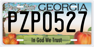 GA license plate PZP0527