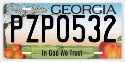 GA license plate PZP0532