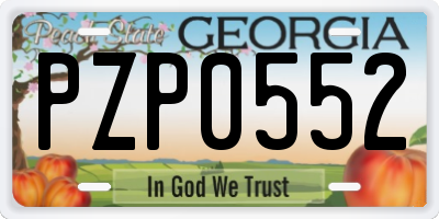 GA license plate PZP0552