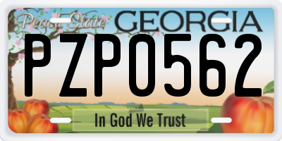 GA license plate PZP0562