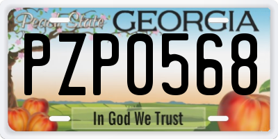GA license plate PZP0568