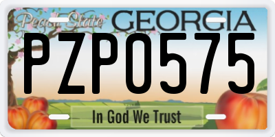 GA license plate PZP0575