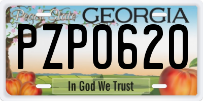 GA license plate PZP0620