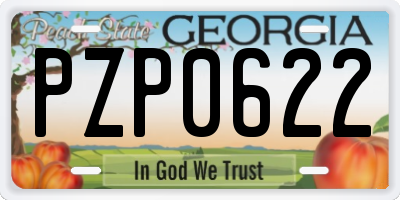 GA license plate PZP0622