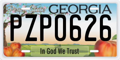 GA license plate PZP0626