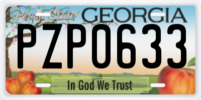 GA license plate PZP0633
