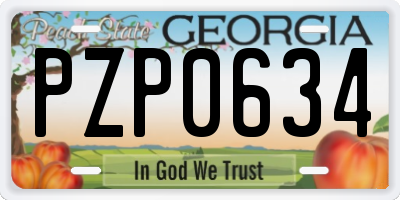 GA license plate PZP0634