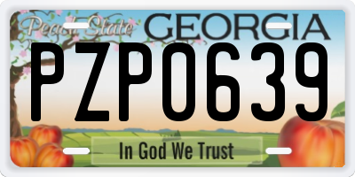 GA license plate PZP0639