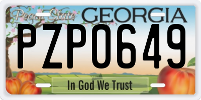 GA license plate PZP0649