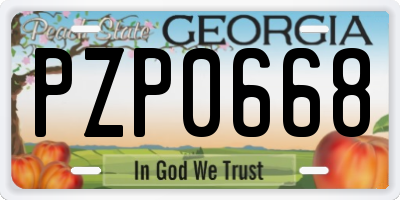 GA license plate PZP0668