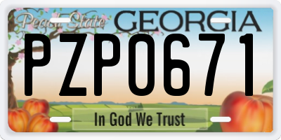 GA license plate PZP0671