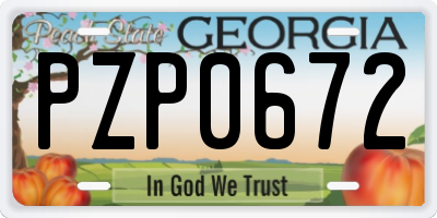 GA license plate PZP0672