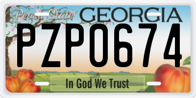 GA license plate PZP0674