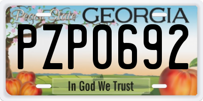 GA license plate PZP0692